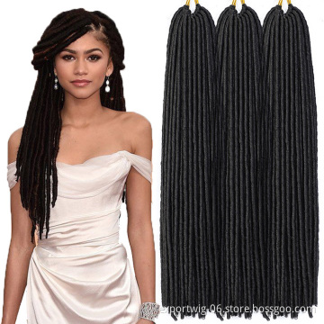 Straight Faux Locs Crochet Hair Extensions Long Dreadlocs Hair 20inches Solid And Ombre Color Synthetic Fiber Gray Purple Blue